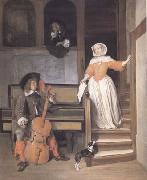 Gabriel Metsu The Cello Player (mk25) oil on canvas